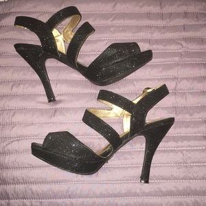 Black sparkly 2.5” heels